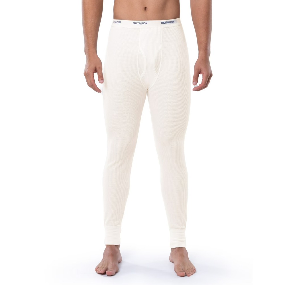 Fruit of the Loom Mens Thermal Waffle Underwear Bottom Natural Size XL